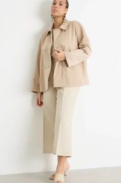 Trench corto in gabardina - Cammello