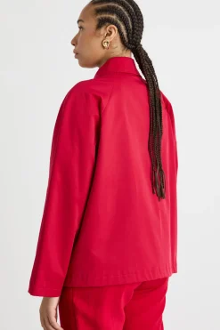 Trench corto in gabardina - Rosso