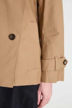 Trench corto in twill antigoccia - Cammello