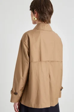 Trench corto in twill antigoccia - Cammello