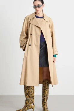 Trench doppiopetto con cintura - Beige