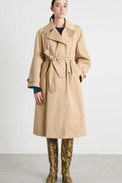 Trench doppiopetto con cintura - Beige