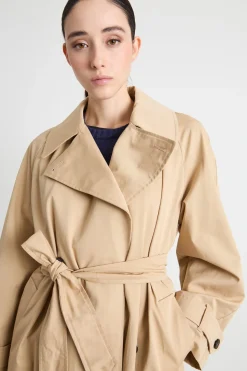 Trench doppiopetto con cintura - Beige
