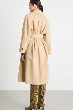 Trench doppiopetto con cintura - Beige
