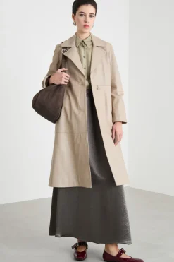 Trench doppiopetto con cintura - Beige