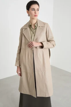 Trench doppiopetto con cintura - Beige