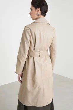 Trench doppiopetto con cintura - Beige