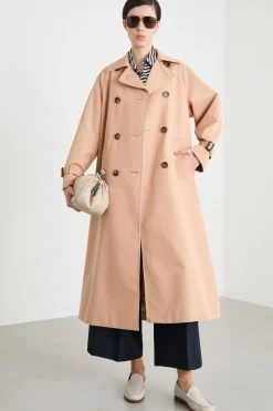 Trench doppiopetto con cintura - Beige