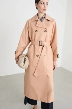 Trench doppiopetto con cintura - Beige