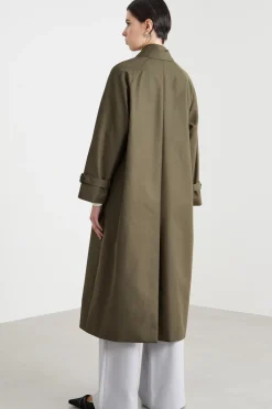 Trench doppiopetto con cintura - Verde