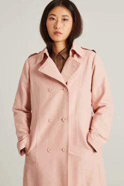 Trench doppiopetto in faille - Rosa Polvere