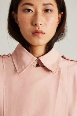 Trench doppiopetto in faille - Rosa Polvere
