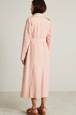 Trench doppiopetto in faille - Rosa Polvere