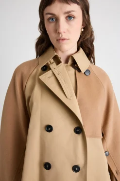 Trench doppiopetto in gabardina antigoccia - Cammello