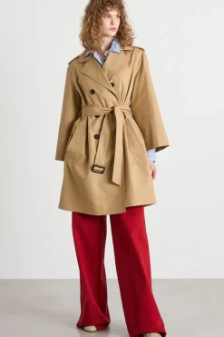 Trench doppiopetto in gabardina antigoccia - Cammello