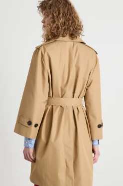 Trench doppiopetto in gabardina antigoccia - Cammello