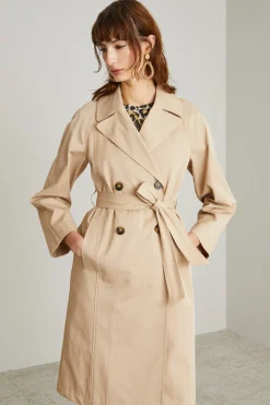 Trench doppiopetto in gabardina - Beige