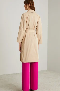 Trench doppiopetto in gabardina - Beige