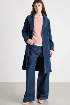 Trench doppiopetto in jeans - Blu