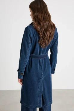Trench doppiopetto in jeans - Blu