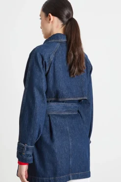Trench doppiopetto in jeans - Blu