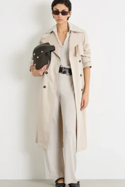 Trench doppiopetto in raso antigoccia - Beige