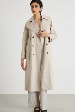 Trench doppiopetto in raso antigoccia - Beige
