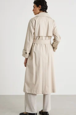 Trench doppiopetto in raso antigoccia - Beige