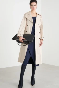 Trench doppiopetto in raso - Beige