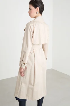 Trench doppiopetto in raso - Beige