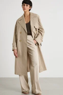 Trench doppiopetto in twill antigoccia - Beige