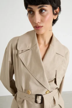 Trench doppiopetto in twill antigoccia - Beige