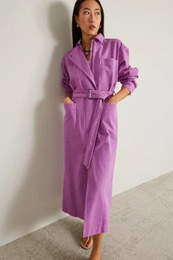 Trench in bull con cintura - Viola
