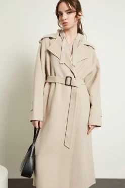 Trench in drap di lana - Beige