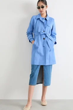 Trench in gabardina antigoccia - Azzurro