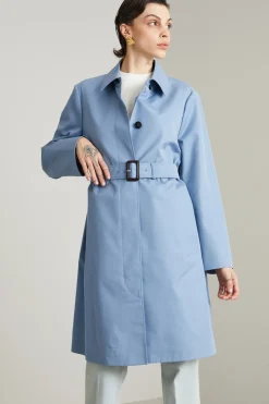 Trench in gabardina antigoccia - Azzurro Polvere