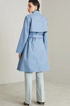 Trench in gabardina antigoccia - Azzurro Polvere