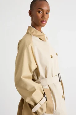 Trench in gabardina antigoccia - Beige Cammello