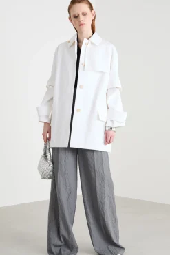 Trench in gabardina antigoccia - Bianco