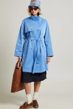 Trench in gabardina - Azzurro