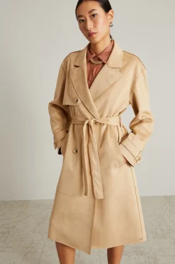 Trench in jersey dal finish vellutato - Sabbia