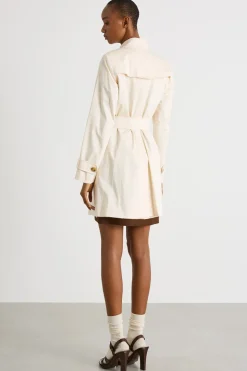 Trench in raso stretch - Avorio