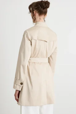 Trench in raso stretch - Beige