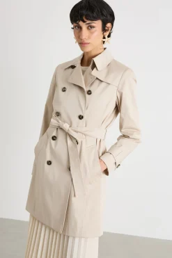 Trench in raso stretch - Beige