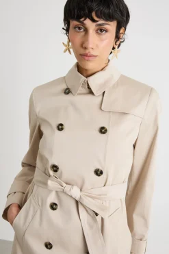 Trench in raso stretch - Beige