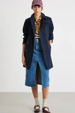Trench in raso stretch - Blu