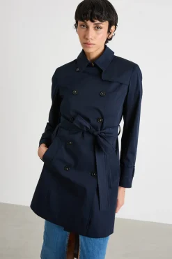 Trench in raso stretch - Blu