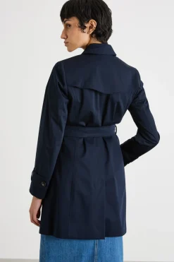 Trench in raso stretch - Blu
