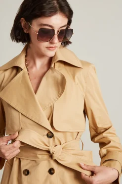 Trench lungo con cintura - Beige
