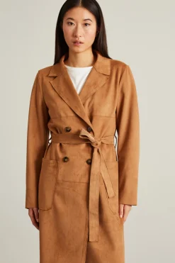 Trench lungo in jersey - Marrone